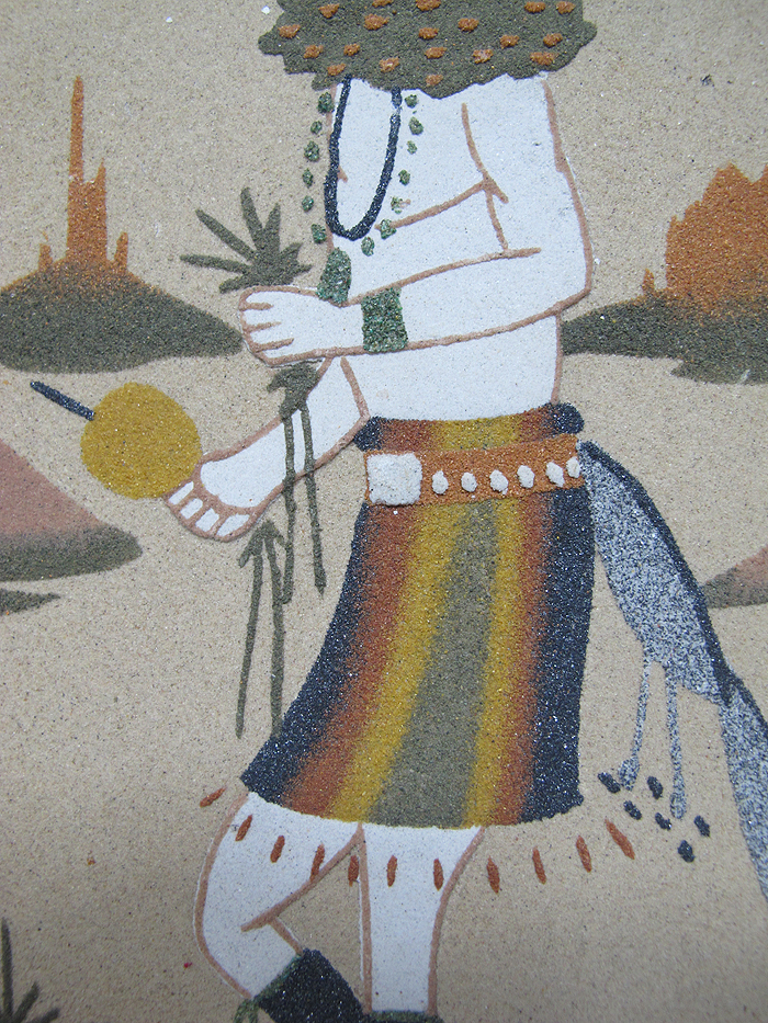 Authentic NATIVE AMERICAN NM Navajo Ceremony Sand Painting of Yei Bei